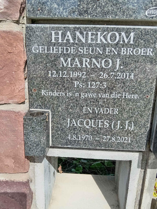 HANEKOM Jacques 1970-2021 :: HANEKOM Marno J. 1992-2014