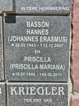 BASSON Johannes Erasmus 1943-2007 & Priscilla Mariana 1944-2011