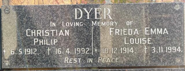 DYER Christian Philip 1912-1992 & Frieda Emma Louise 1914-1994