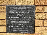 DICK Malcolm Gordon 1941-2014 & Susanna Roos-Marie 1939-2011