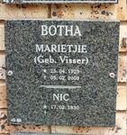 BOTHA Nic 1930- & Marietjie VISSER 1929-2009