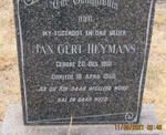 HEYMANS Jan Gert 1901-1950
