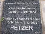 PETZER Jacobus Johannes 1936-2004 & Adriana Johanna Francina 1944-2006