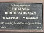 RADEMAN Johanna Birch 1941-2007