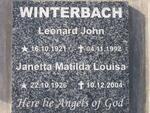 WINTERBACH Leonard John 1921-1992 & Janetta Matilda Louisa 1926-2004