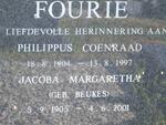 FOURIE Philippus Coenraad 1904-1997 & Jacoba Margaretha BEUKES 1905-2001