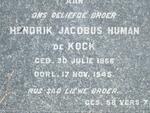 KOCK Hendrik Jacobus Human, de 1866-1945
