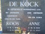 KOCK Koos, de 1918-1995 & Anne 1926-2007