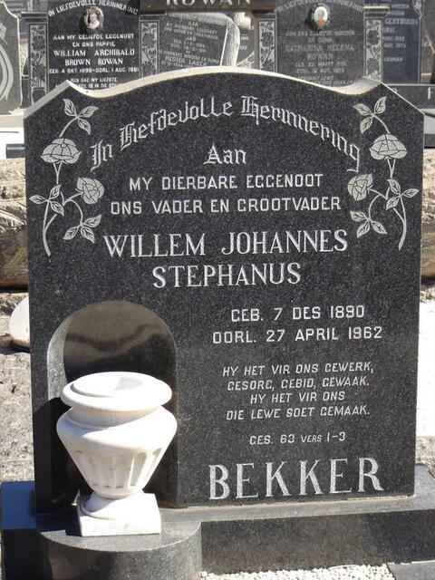 BEKKER Willem Johannes Stephanus 1890-1962