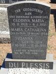 PLESSIS Glodina Maria, du 1928-1931 :: DU PLESSIS Maria Catharina 1934-1934 :: DU PLESSIS Susanna Gertruida 1935-1935