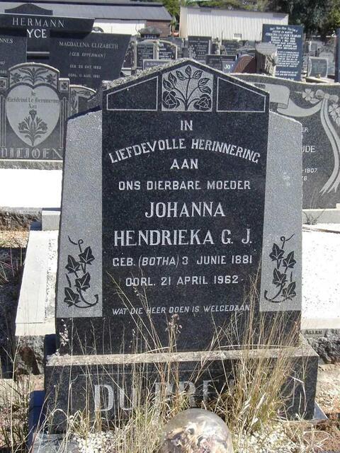 PREEZ Johanna Hendrieka G.J., du  nee BOTHA 1881-1962