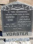 VORSTER Barend Izak 1883-1927 & Jacoba Jacomina Emmrentia nee PRINSLOO 1895-1972 :: VORSTER Pieter Jacobus 1919-2001