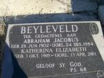 BEYLEVELD Abraham Jacobus 1902-1984 & Katherina Elizabeth 1905-2001