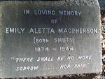 MACPHERSON Emily Aletta nee SMUTS 1874-1944
