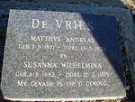VRIES Matthys Andreas, de 1871-1924 & Susanna Wilhelmina 1882-1975