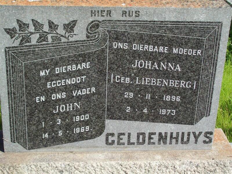 GELDENHUYS John 1900-1969 & Johanna LIEBENBERG 1896-1973