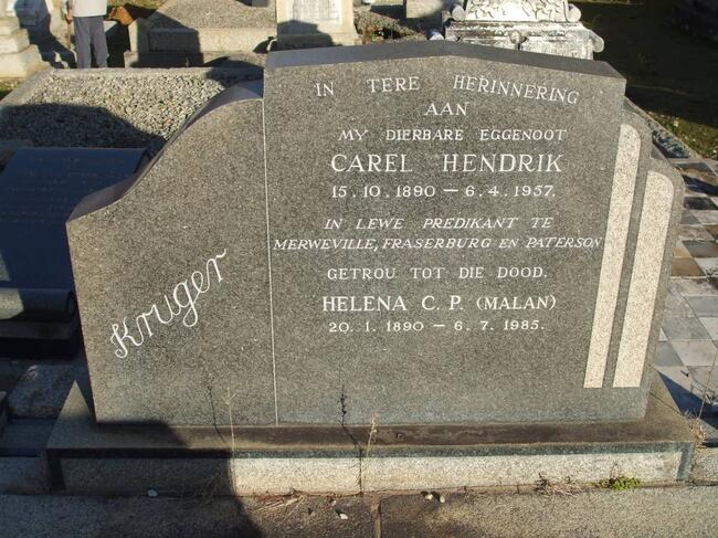 KRUGER Carel Hendrik 1890-1957 & Helena C.P. MALAN 1890-1985