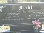 WAHL Manie Maritz 1914-1987 & Nettie 1916-??