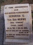 MERWE Hendrika G., van der nee VISSER 1865-1951