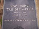 MERWE Jacob Adriaan, van der 1906-1981