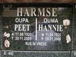 HARMSE Peet 1921-2005 & Hannie 1925-2006