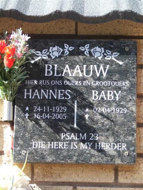 BLAAUW Hannes 1929-2005 & Baby 1929-