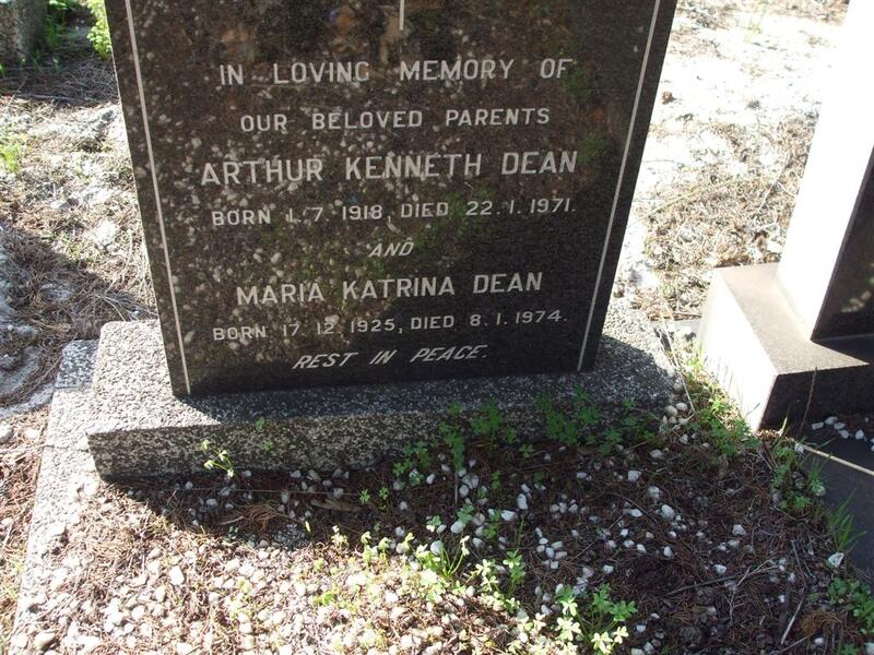 DEAN Arthur Kenneth 1918-1971 & Maria Katrina 1925-1974