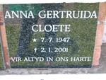 CLOETE Anna Gertruida 1947-2001