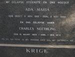 KRIGE Charles Neethling 1903-1972 & Ada Maria 1910-1969