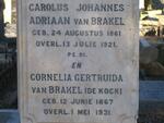 BRAKEL Carolus Johannes Adriaan, van 1861-1921 & Cornelia Gertruida DE KOCK 1867-1931
