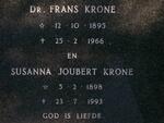 KRONE Frans 1895-1966 & Susanna Joubert 1898-1993