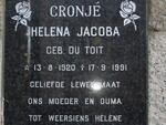 CRONJÉ Helena Jacoba nee DU TOIT 1920-1991