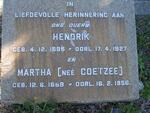 ENGELBRECHT Hendrik 1885-1937 & Martha COETZEE 1889-1956