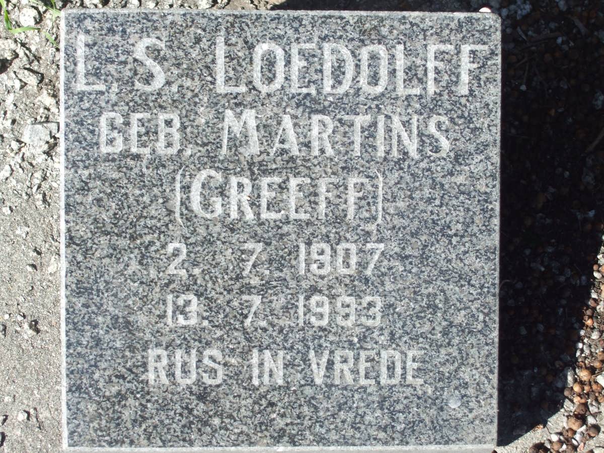 LOEDOLFF L.S. previously GREEFF nee MARTINS 1907-1983
