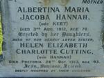 HANNAH Albertina Maria Jacoba nee KEET -1912 :: CUTTING Helen Elizabeth Charlotte nee HANNAH -1913