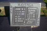 HAVENGA Jurie W.Z. 1927-1989 & Johanna Sophia 1927-1998