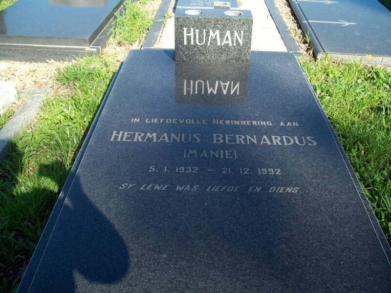 HUMAN Hermanus Bernardus 1932-1992