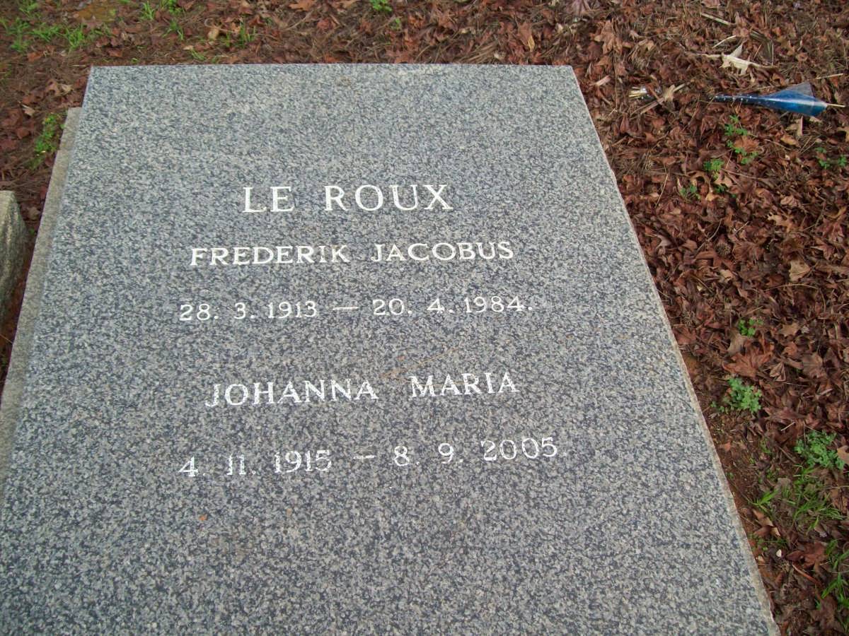 ROUX Frederik Jacobus, le 1913-1984 & Johanna Maria 1915-2005