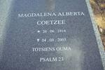 COETZEE Magdalena Alberta 1914-2003