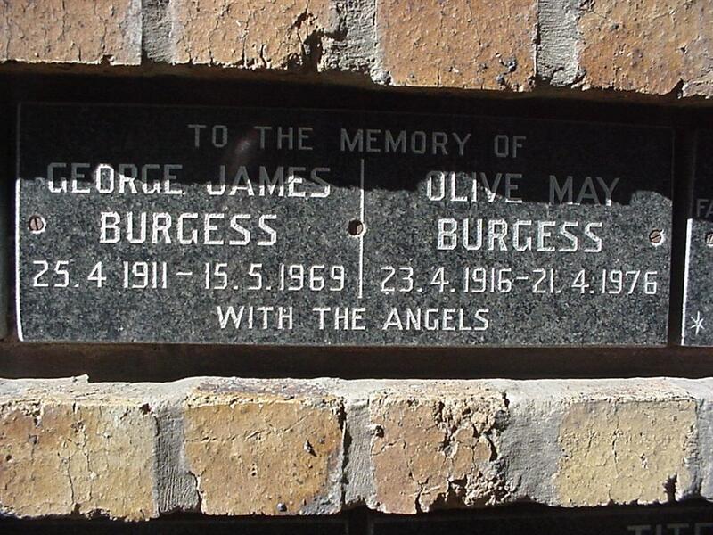 BURGESS George James 1911-1969 & Olive May 1916-1976