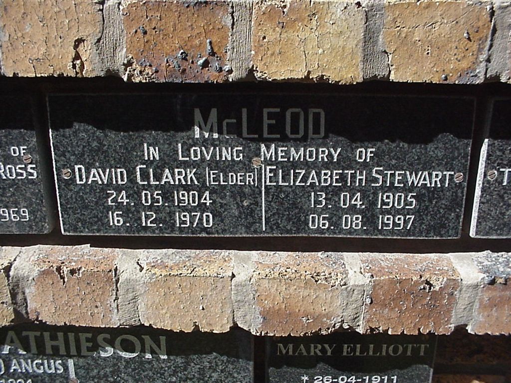 McLEOD David Clark 1904-1970 & Elizabeth Stewart 1905-1997