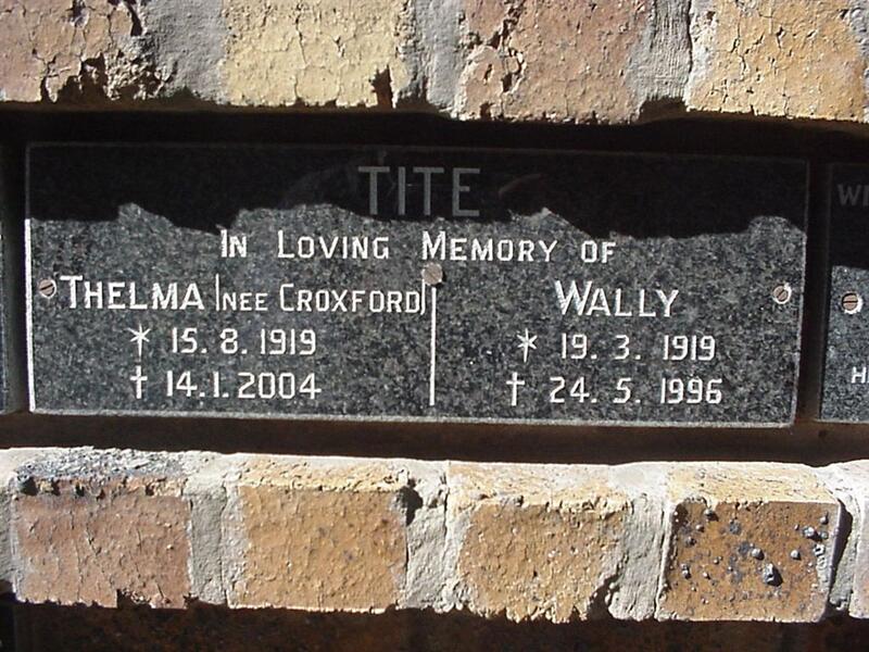 TITE Wally 1919-1996 & Thelma CROXFORD 1919-2004