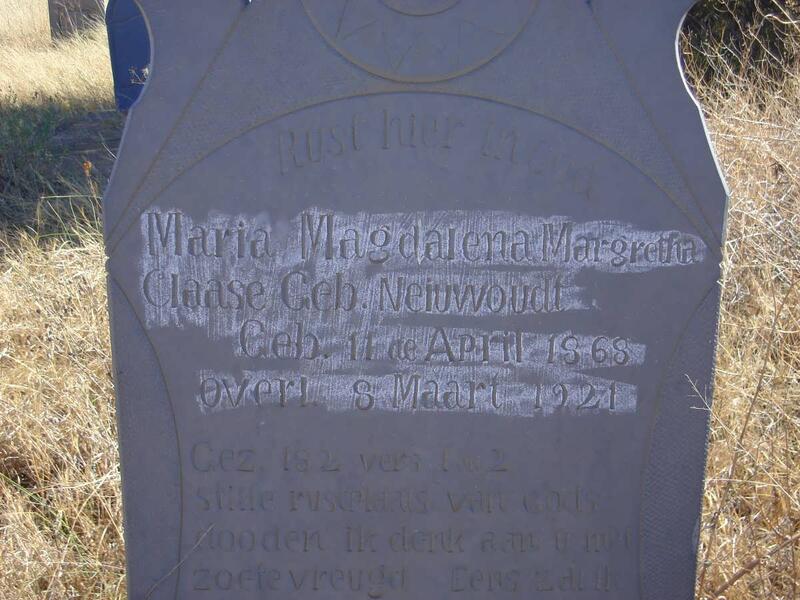 CLAASE Maria Magdalena Margaretha nee NIEWOUDT 1868-1921