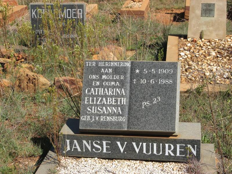 VUUREN Catharina Elizabeth Susanna, Janse v. nee J.V. RENSBURG 1909-1988