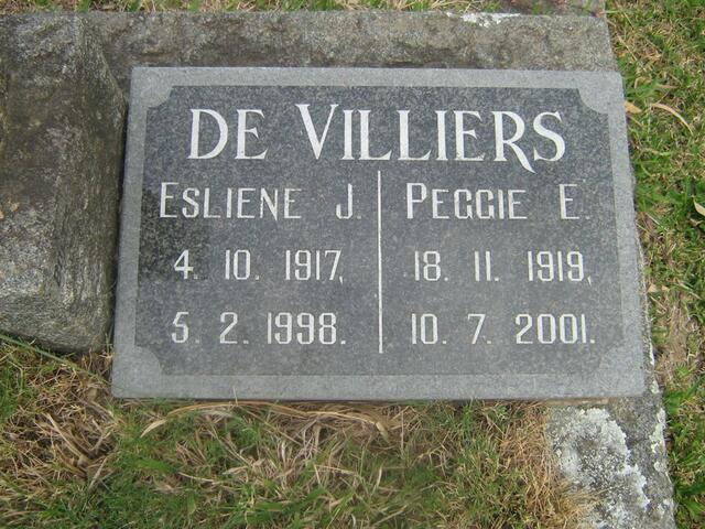 VILLIERS Esliene J., de 1917-1998 & Peggie E. 1919-2001