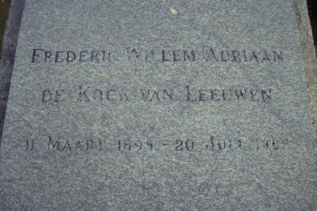 LEEUWEN Fredrick Willem Adriaan de Kock, van 1895-1982