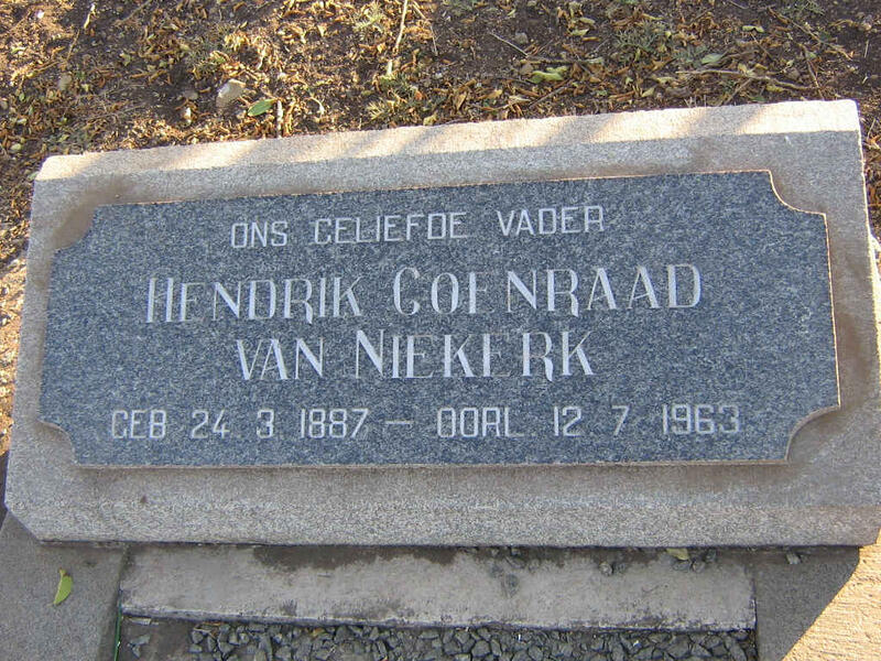 NIEKERK Hendrik Coenraad, van 1887-1963