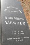 VENTER Petrus Phillupus 1941-2000