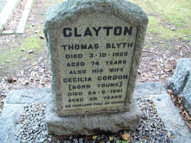 CLAYTON Thomas Blyth -1958 & Cecilia Gordon YOUNG -1961