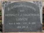 RENSBURG Johanna P.F., J. van nee JANSEN 1894-1965